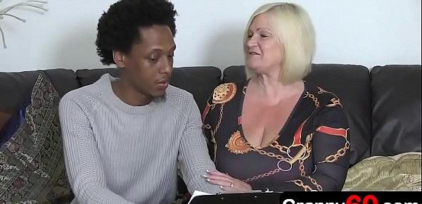  Granny enjoys a anal fucking with a 18-years-old black grandson